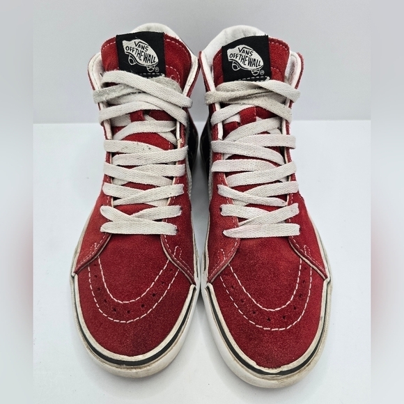 Vans | SK8-HI black canvas red suede indie hi-top sneakers | WMS 7.5 - Picture 5 of 11